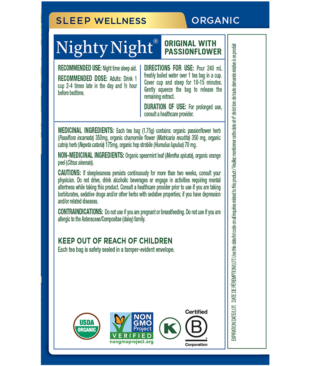 Organic Nighty Night® Tea Ingredients & Info