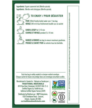 Organic Spearmint Tea Ingredients & Info