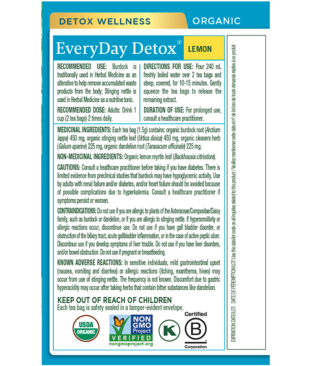 Organic EveryDay Detox® Lemon Tea Ingredients & Info