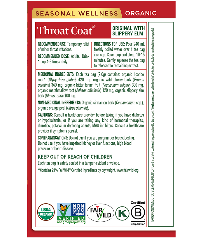 Organic Throat Coat® Tea - Traditional Medicinals