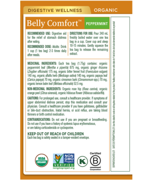 Organic Belly Comfort<sup>™</sup> Peppermint Tea Ingredients & Info