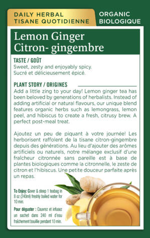Organic Lemon Ginger Tea Ingredients & Info